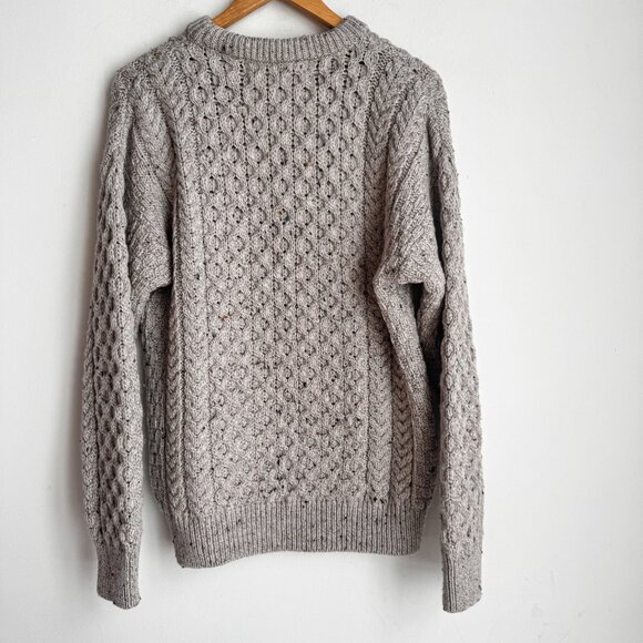 Aran Mor Oatmeal Beige Cable knit Fisherman Sweater M - Picture 4 of 6